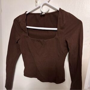 Windsor Brown Long Sleeve Crop Top